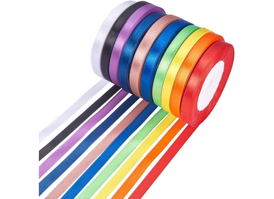 Satin Ribbon Multi Colors, 1cm 25Y for Crafts